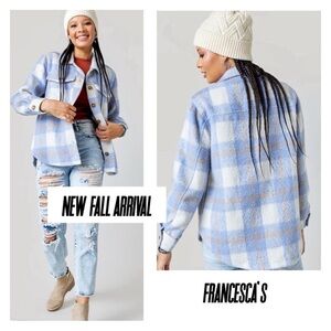New Francesca’s Belle Plaid Button Down Shacket